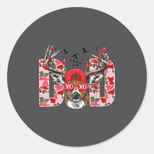 Valentine Dad Camo Deer Buck Hunting Matching Vale Classic Round Sticker