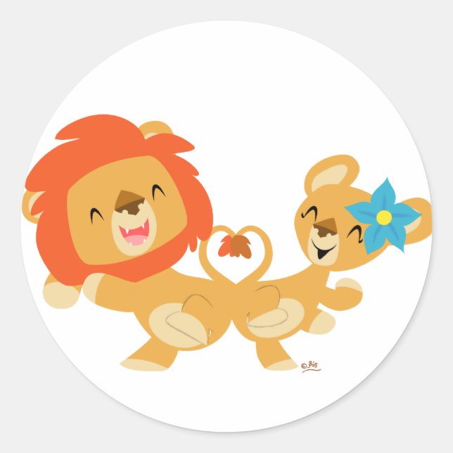 Valentine dancing lion couple sticker (Front)