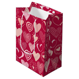 Valentine dark pink sweet hearts  medium gift bag