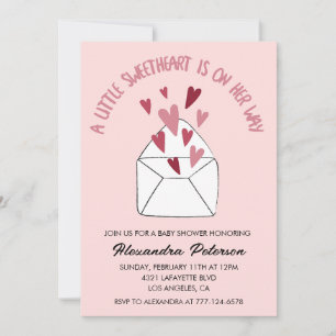 Valentine day baby shower invite envelope hearts