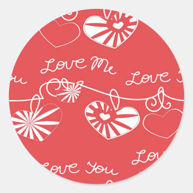 Valentine Day Background Classic Round Sticker (Front)