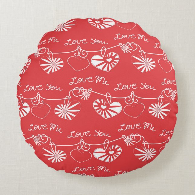 Valentine Day Background Round Cushion (Front)