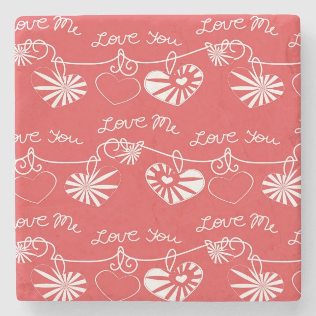 Valentine Day Background Stone Coaster (Front)
