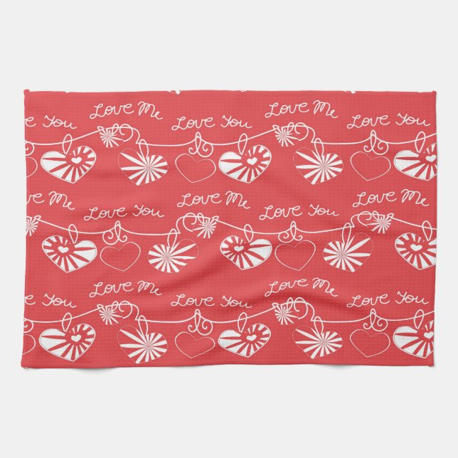 Valentine Day Background Tea Towel (Horizontal)