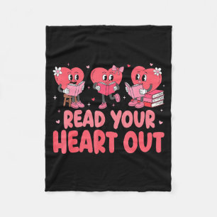 Valentine Day Book Read Your Heart Out Lovers Teac Fleece Blanket