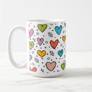 Valentine day colorful cute hearts coffee mug