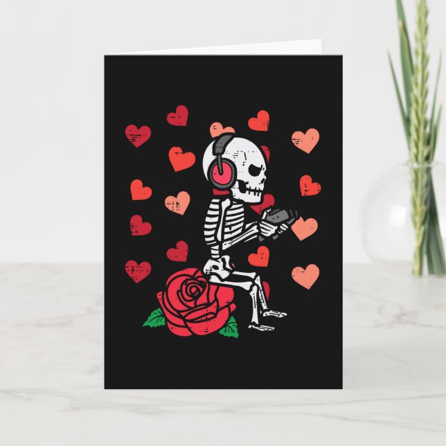 Valentine Day Gamer Skeleton Gaming Men Boys Kid Y Card (Front)