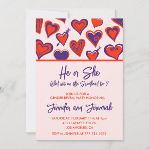 Valentine day gender reveal invitation sweetheart