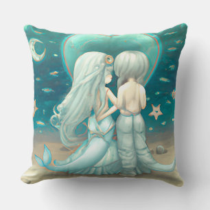Valentine day gift beautiful mermaids love teal   cushion