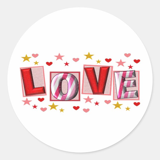 Valentine Day love  Classic Round Sticker (Front)