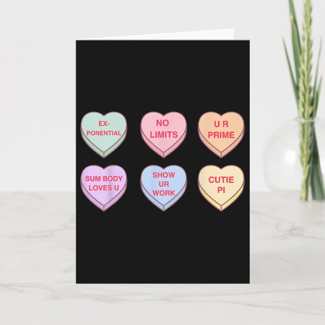 Valentine Day Math Teacher Conversation Hearts Mat Card (Front)