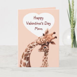 Valentine Day Mom Fun Giraffe Animal Card