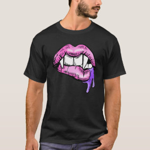 Valentine Day Pastel Colour Goth Bites Vampire Lip T-Shirt