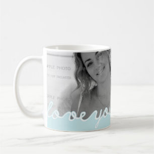 Valentine Day Personalised Photo Love You Blue Coffee Mug