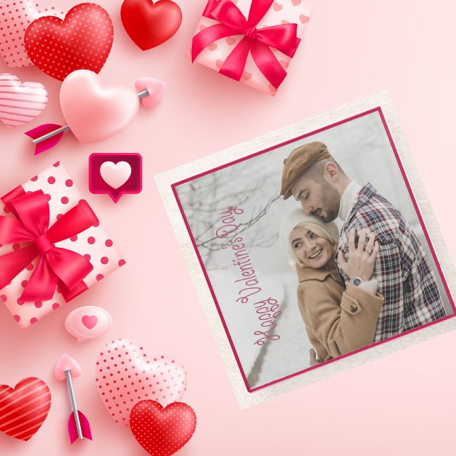 Valentine Day Personalized Photo  Glass Coaster (Valentine Day Personalized Photo Pink Gift Glass Coaster)