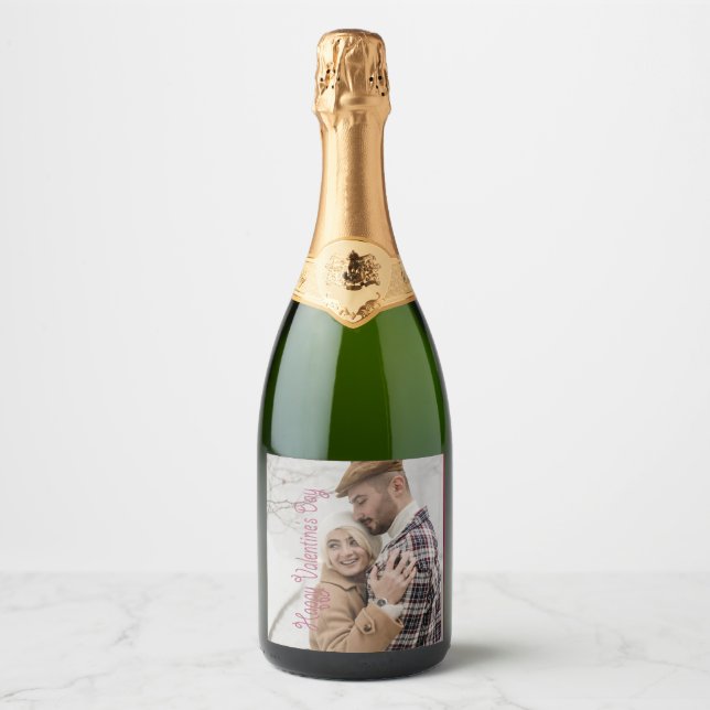 Valentine Day Personalized Photo  Sparkling Wine Label (Front)