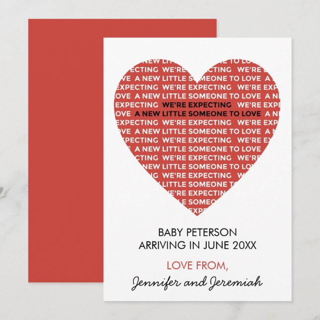 Valentine day pregnancy announcement cards neutral (Front/Back)