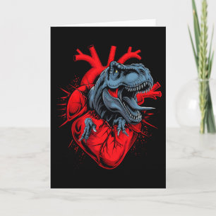 Valentine Day T-rex Heartbeat Roar Love Card