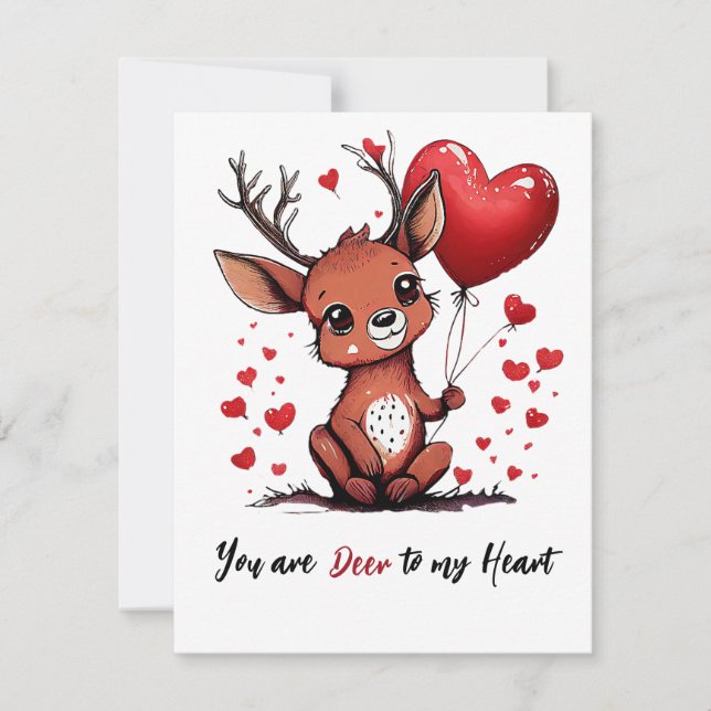 Valentine deer holiday card (Front)