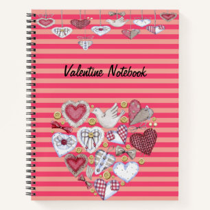 Valentine Design with Hearts in Heart Shape Notebook