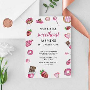 Valentine Desserts Little Sweetheart Birthday Cute Invitation