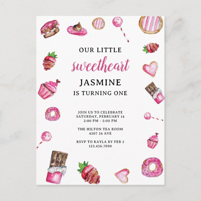 Valentine Desserts Little Sweetheart Birthday Cute Postcard (Front)