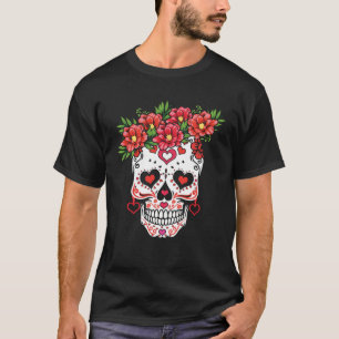 Valentine Dia De Los Muertos Flowers Valentines Da T-Shirt