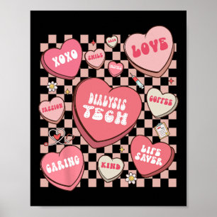 Valentine Dialysis Technician Hearts Women Retro N Poster