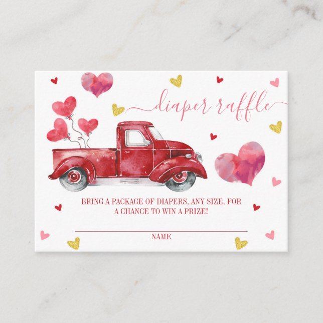 Valentine Diaper Raffle Baby Shower Enclosure Card (Front)