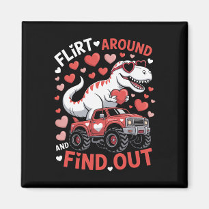 Valentine Dinosaur Monster Truck Flirt Around And Magnet