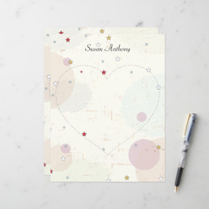 Valentine Distressed Stars Heart Stationary Paper