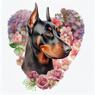 Valentine Doberman Pinscher Dog Cushion