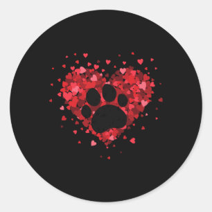 Valentine Dog And Cat Paw Shirt Valentines Day Cat Classic Round Sticker