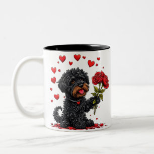 ☕ Valentine Dog Mug With Flowers Gift For Love ❤️