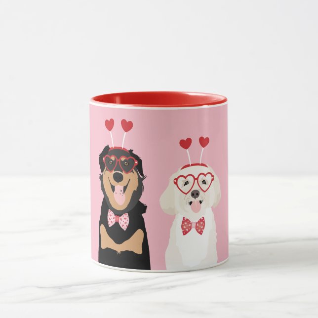 Valentine Dogs Rottweiler Maltipoo Puppy Mug (Center)