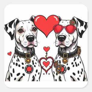 valentine dogs square sticker