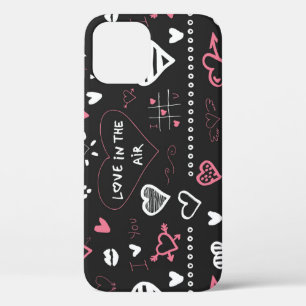 Valentine Doodle Heart Vintage iPhone 12 Case