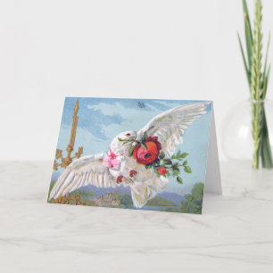 Valentine Dove With Rose Holiday Card