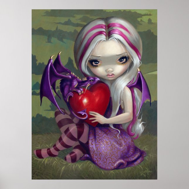 Valentine Dragon gothic fairy Art Print (Front)