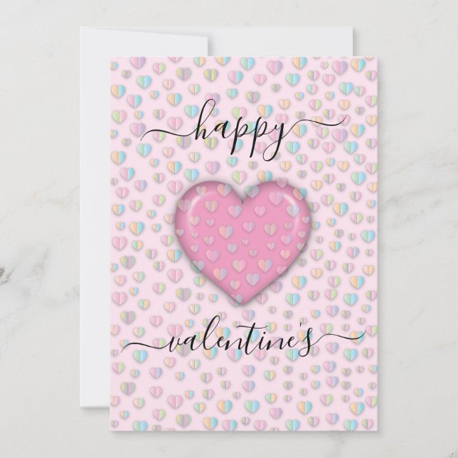 Valentine Elegant Heart Speckles Design Holiday Card (Front)
