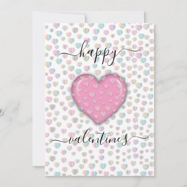 Valentine Elegant Heart Speckles Design Holiday Card (Front)
