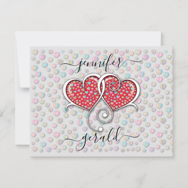 Valentine Elegant Interlocked Hearts Design Holiday Card (Front)