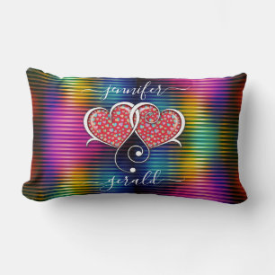 Valentine Elegant Interlocked Hearts Design Lumbar Cushion