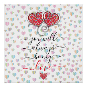 Valentine Elegant Interlocked Hearts Design Poster