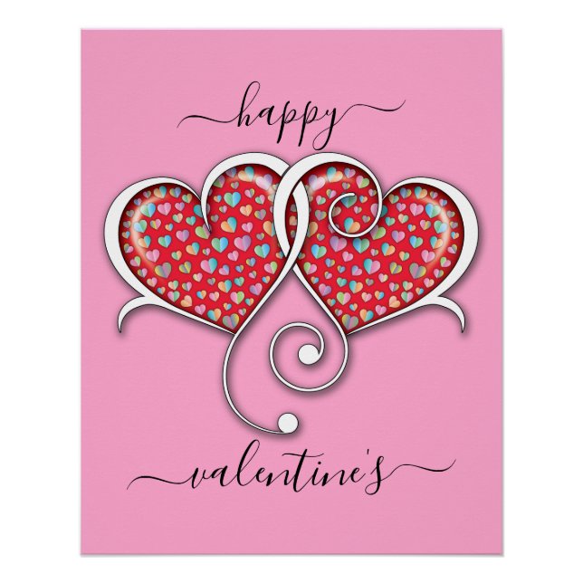Valentine Elegant Interlocked Hearts Design Poster (Front)