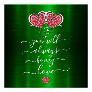 Valentine Elegant Interlocked Hearts Design Poster