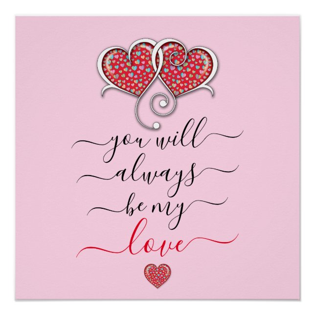 Valentine Elegant Interlocked Hearts Design Poster (Front)