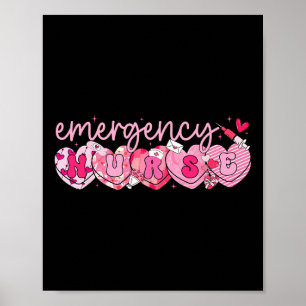 Valentine Emergency Department Nurse Hearts Er Rn Poster