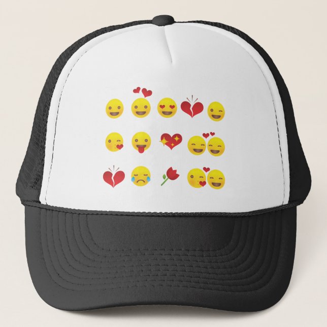 Valentine Emojis Trucker Hat (Front)