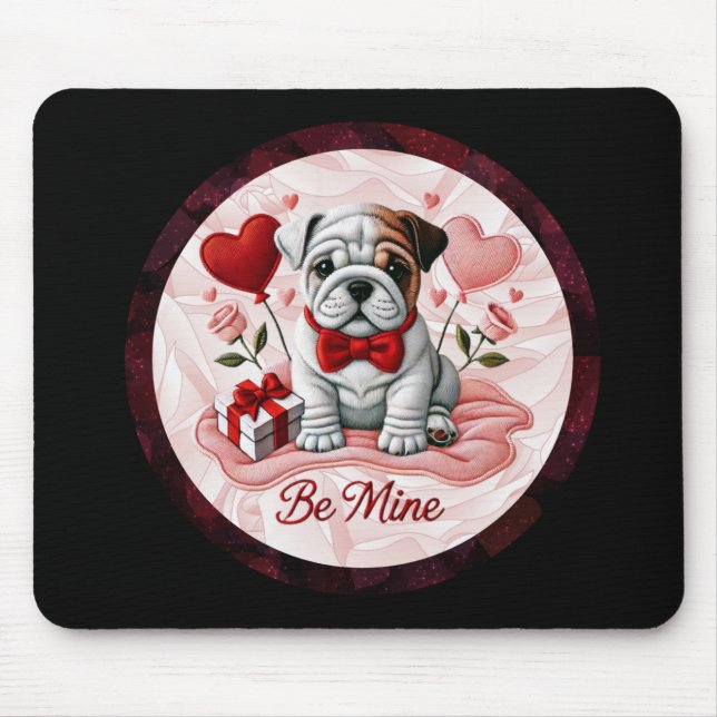 Valentine English Bulldog Desk Mousepad (Front)